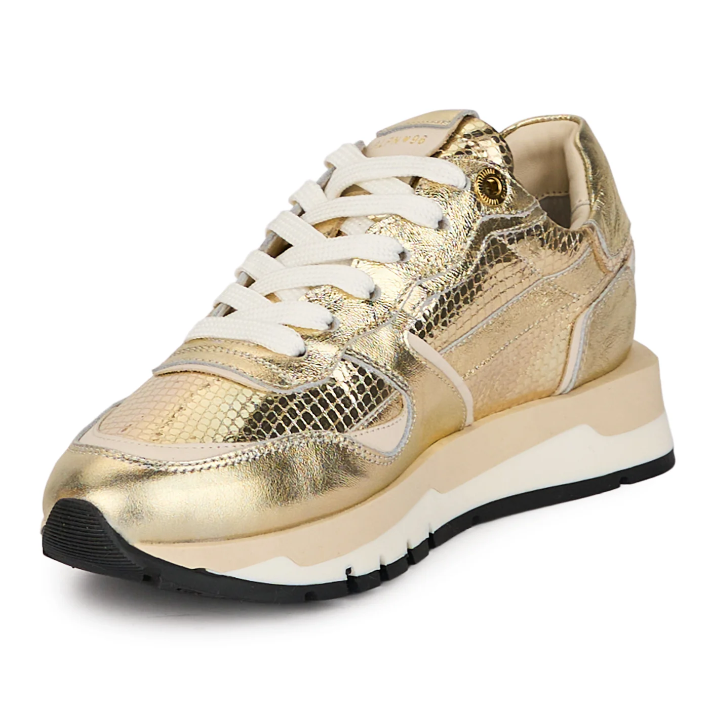 Pantofi dama casual din piele naturala aurie 18487 - Image 3