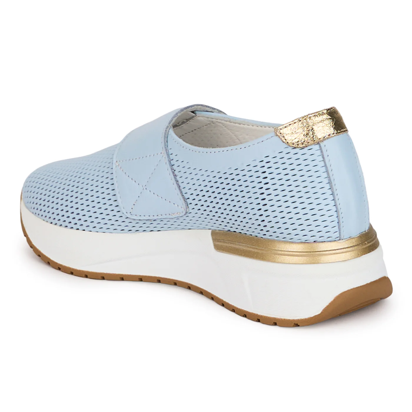 Pantofi dama casual din piele naturala bleu perforata 18475 - Image 2