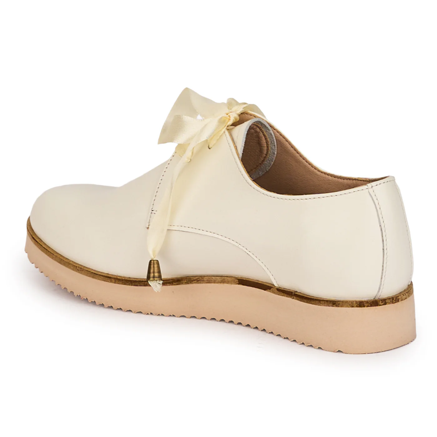 Pantofi dama casual din piele naturala crem 18540 - Image 2