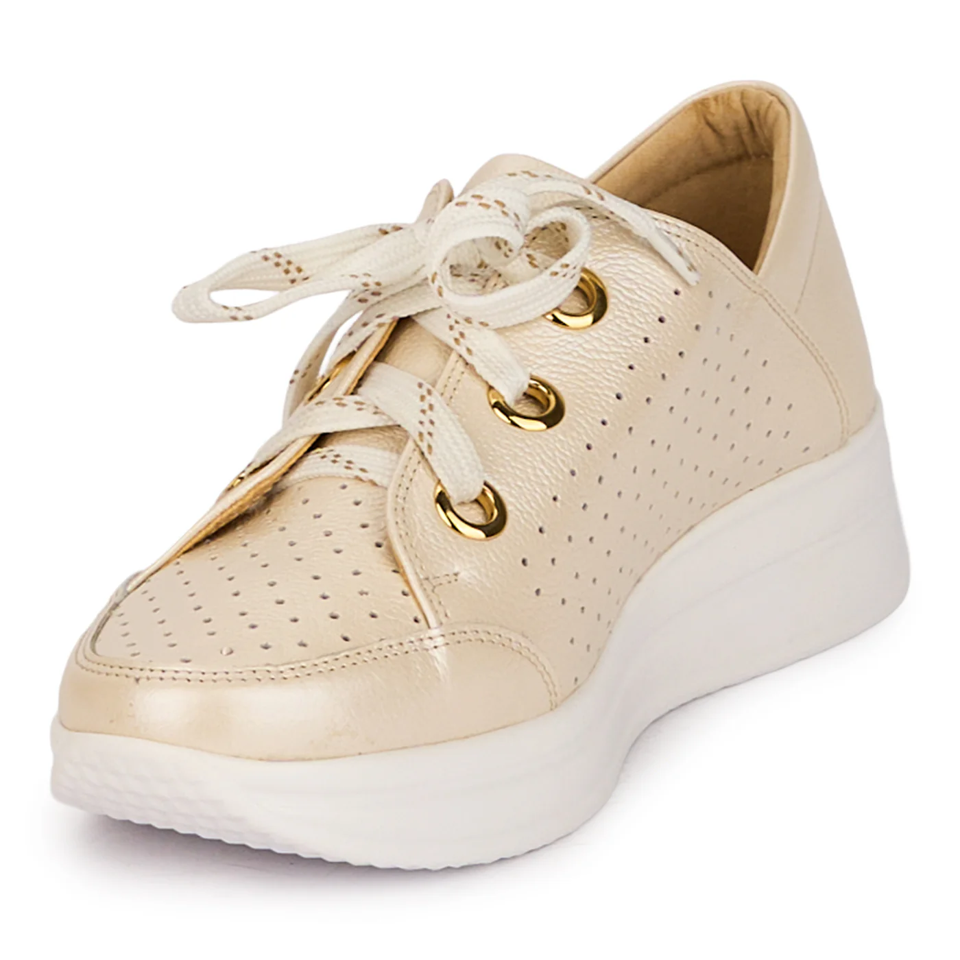 Pantofi dama casual din piele naturala crem sidef 18473 - Image 3