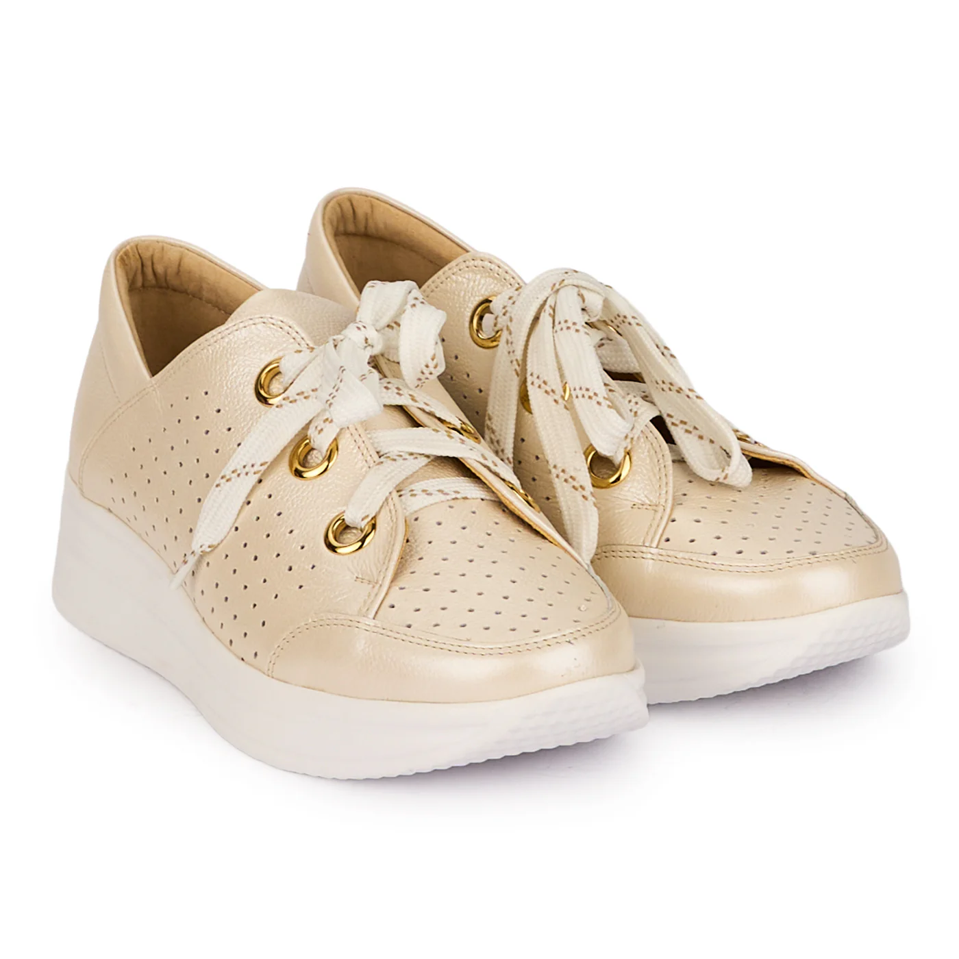 Pantofi dama casual din piele naturala crem sidef 18473 - Image 4