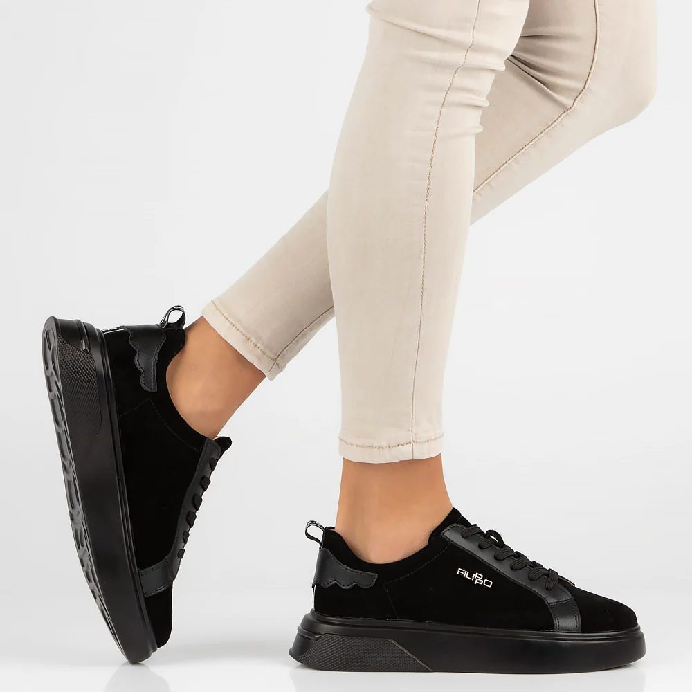 Pantofi dama casual din piele naturala neagra 13960 - Image 3