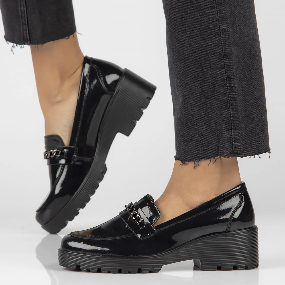 Pantofi dama casual din piele naturala neagra 13967 - Image 5