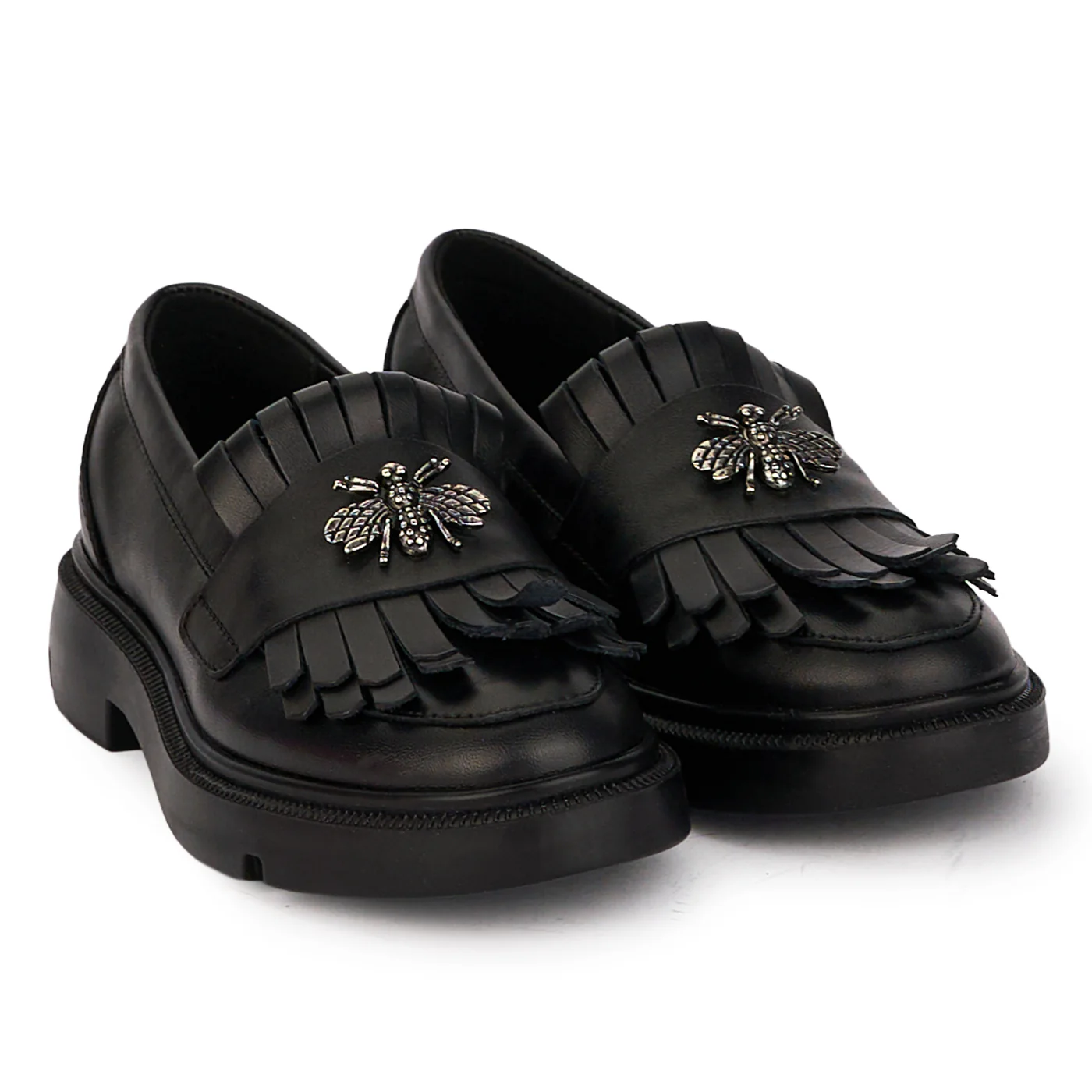 Pantofi dama casual din piele naturala neagra cu accesoriu 18422 - Image 4