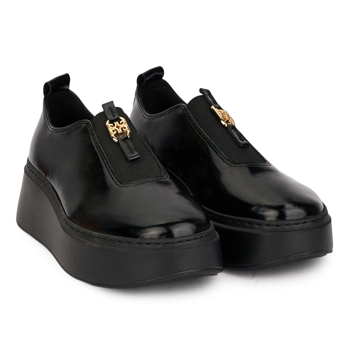 Pantofi dama casual din piele naturala neagra cu talpa inalta 4 cm 18479 - Image 4