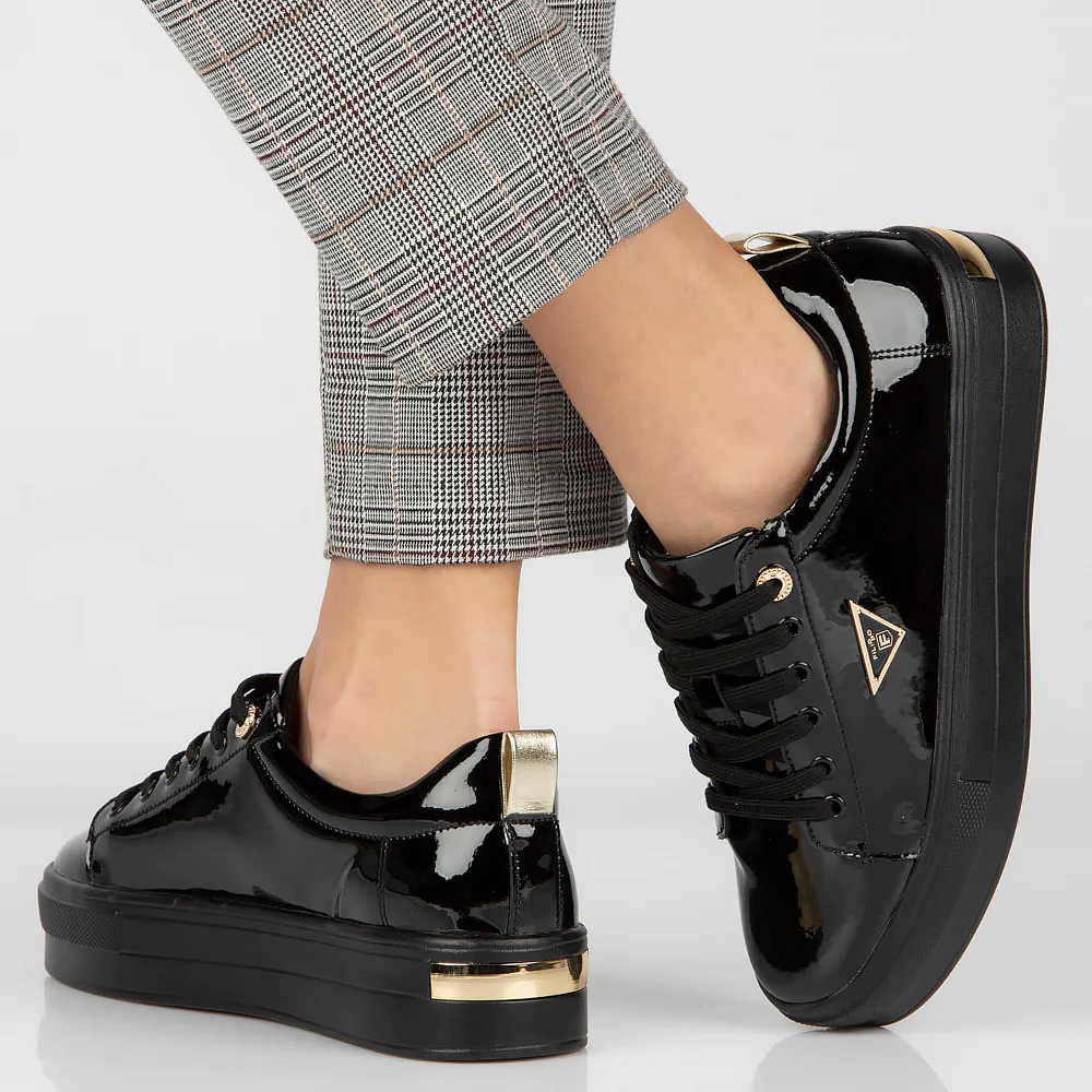 Pantofi dama casual din piele naturala neagra lac 13959 - Image 3