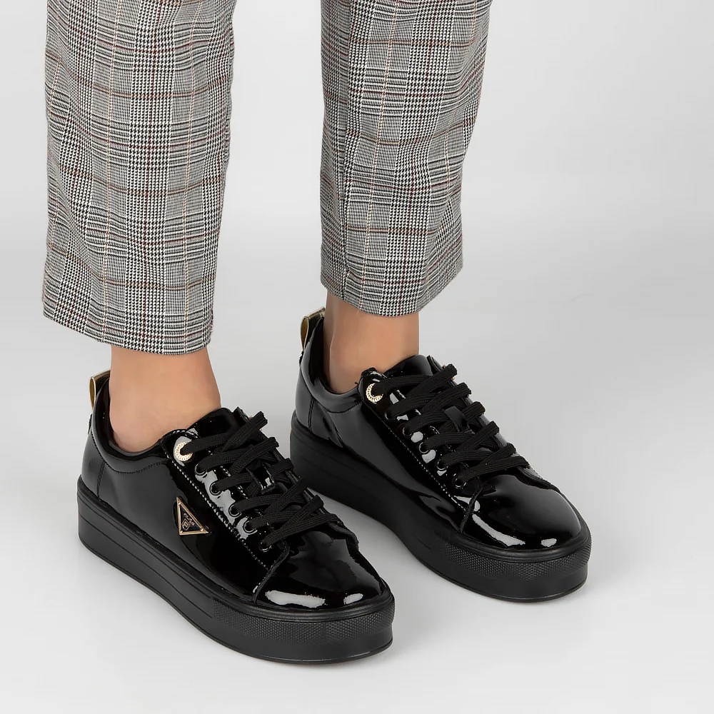 Pantofi dama casual din piele naturala neagra lac 13959 - Image 4