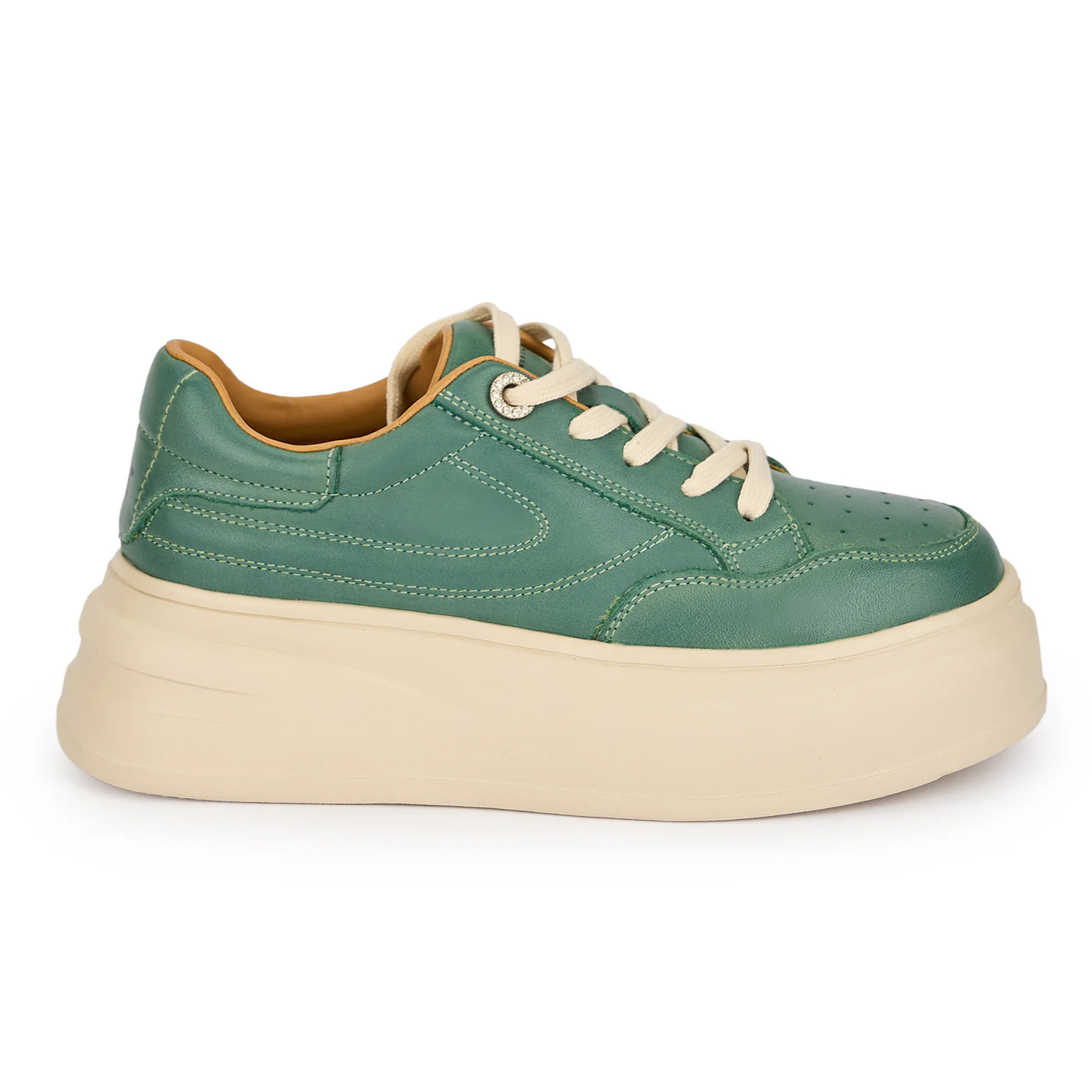 Pantofi dama casual din piele naturala verde 18866