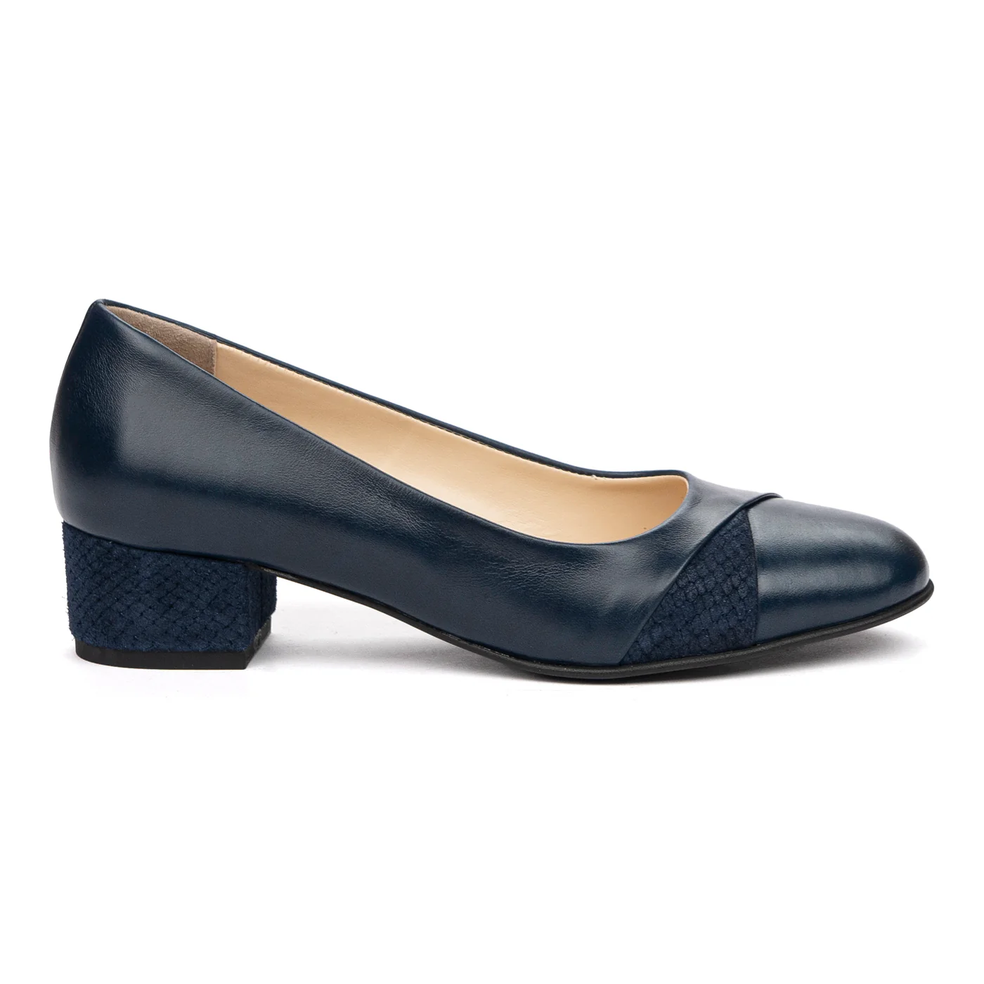Pantofi dama cu toc gros din piele naturala 9893