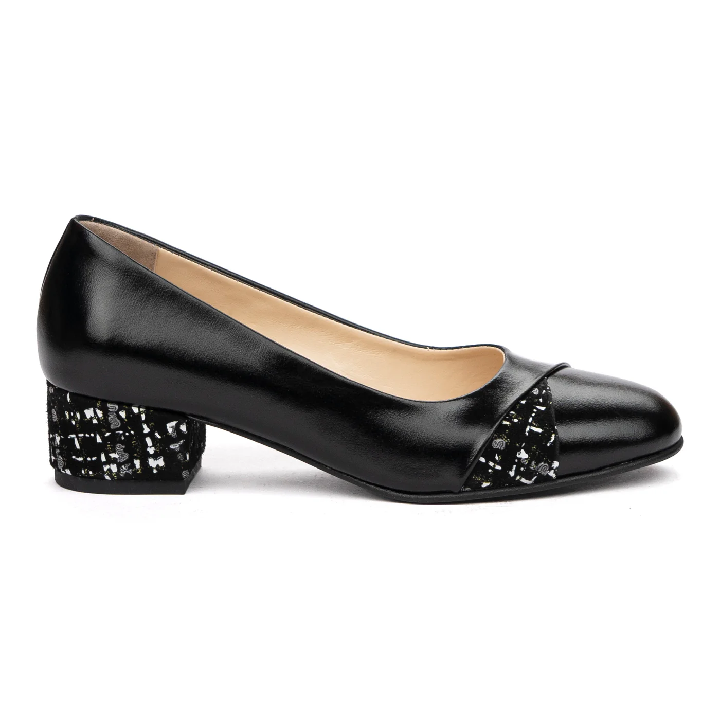 Pantofi dama cu toc gros din piele naturala 9894