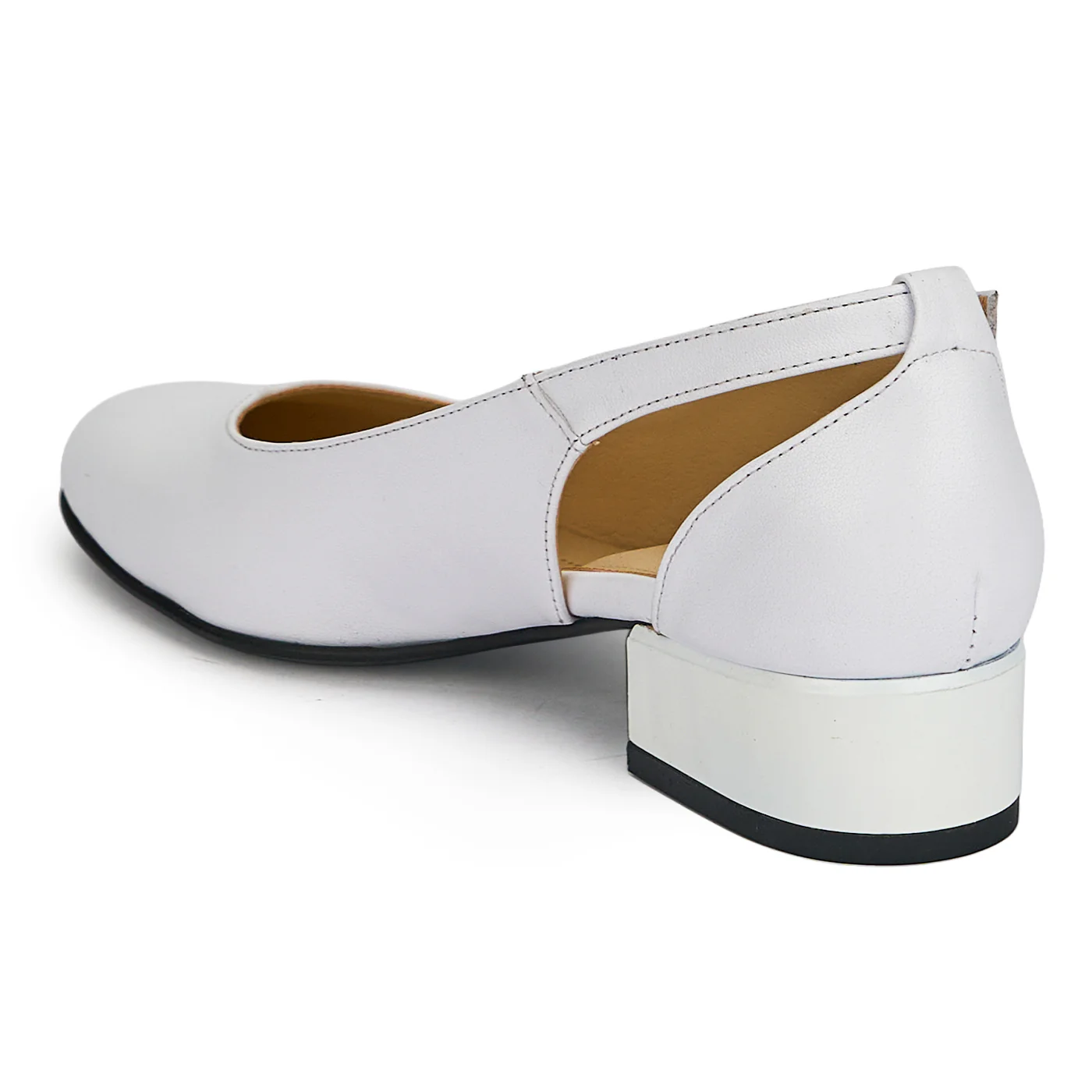 Pantofi dama din piele naturala alba cu toc mic 3 cm 19402 - Image 2
