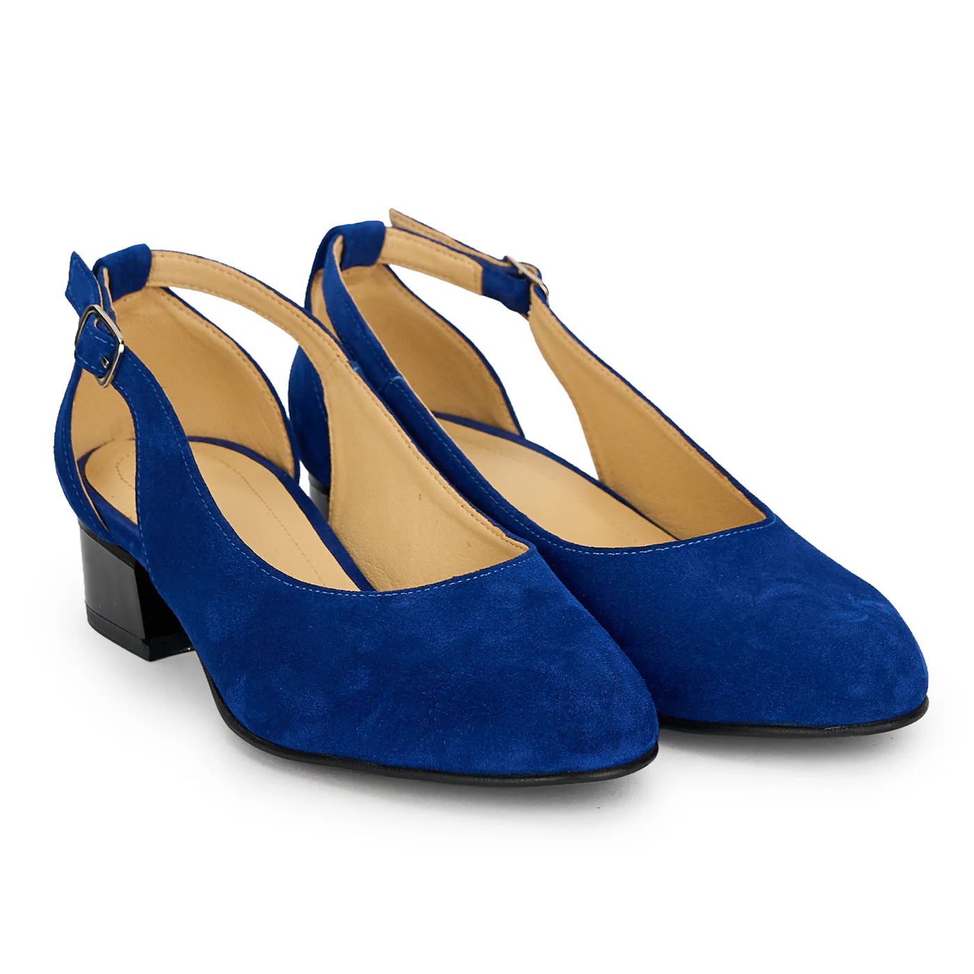 Pantofi dama din piele naturala albastra cu toc mic 3 cm 19398 - Image 4