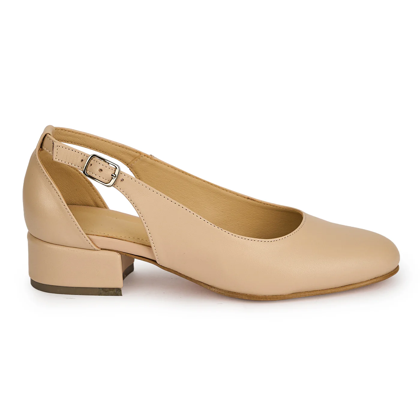 Pantofi dama din piele naturala bej cu toc mic 3 cm 19399