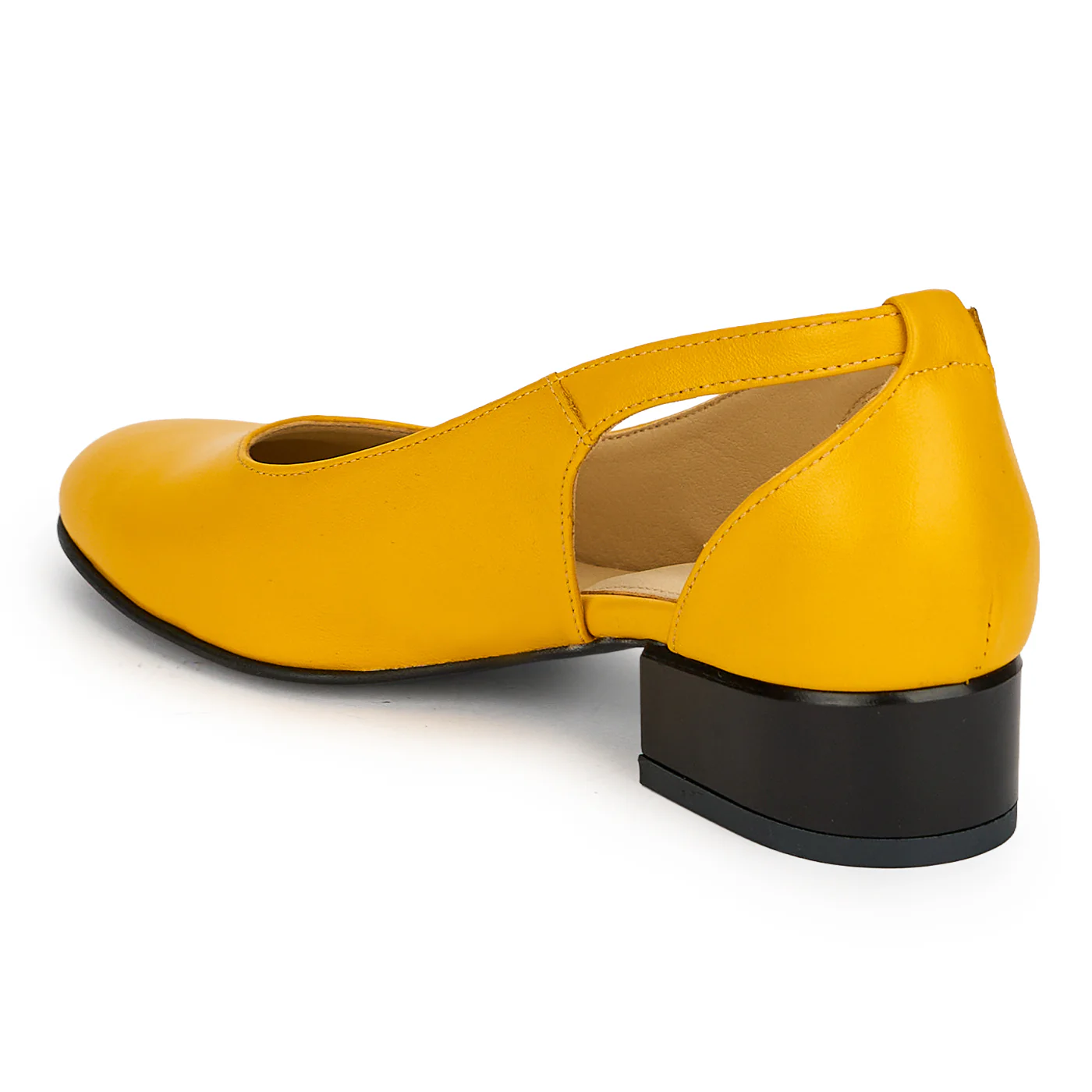 Pantofi dama din piele naturala galbena cu toc mic 3 cm 19400 - Image 2