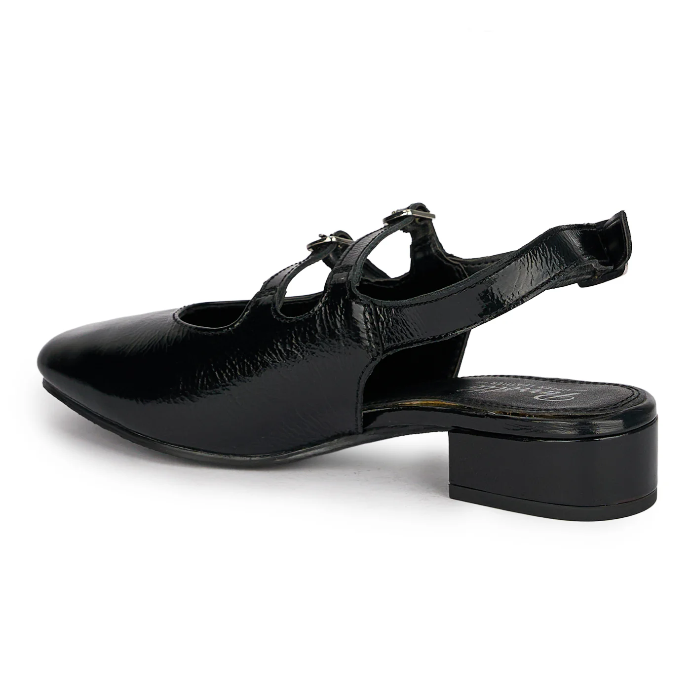 Pantofi dama cu toc mic din piele naturala neagra 18871 - Image 2