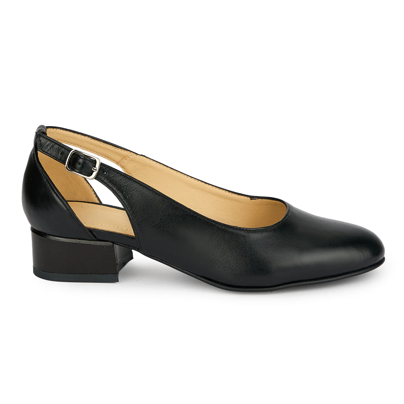 Pantofi dama din piele naturala neagra cu toc mic 3 cm 19403