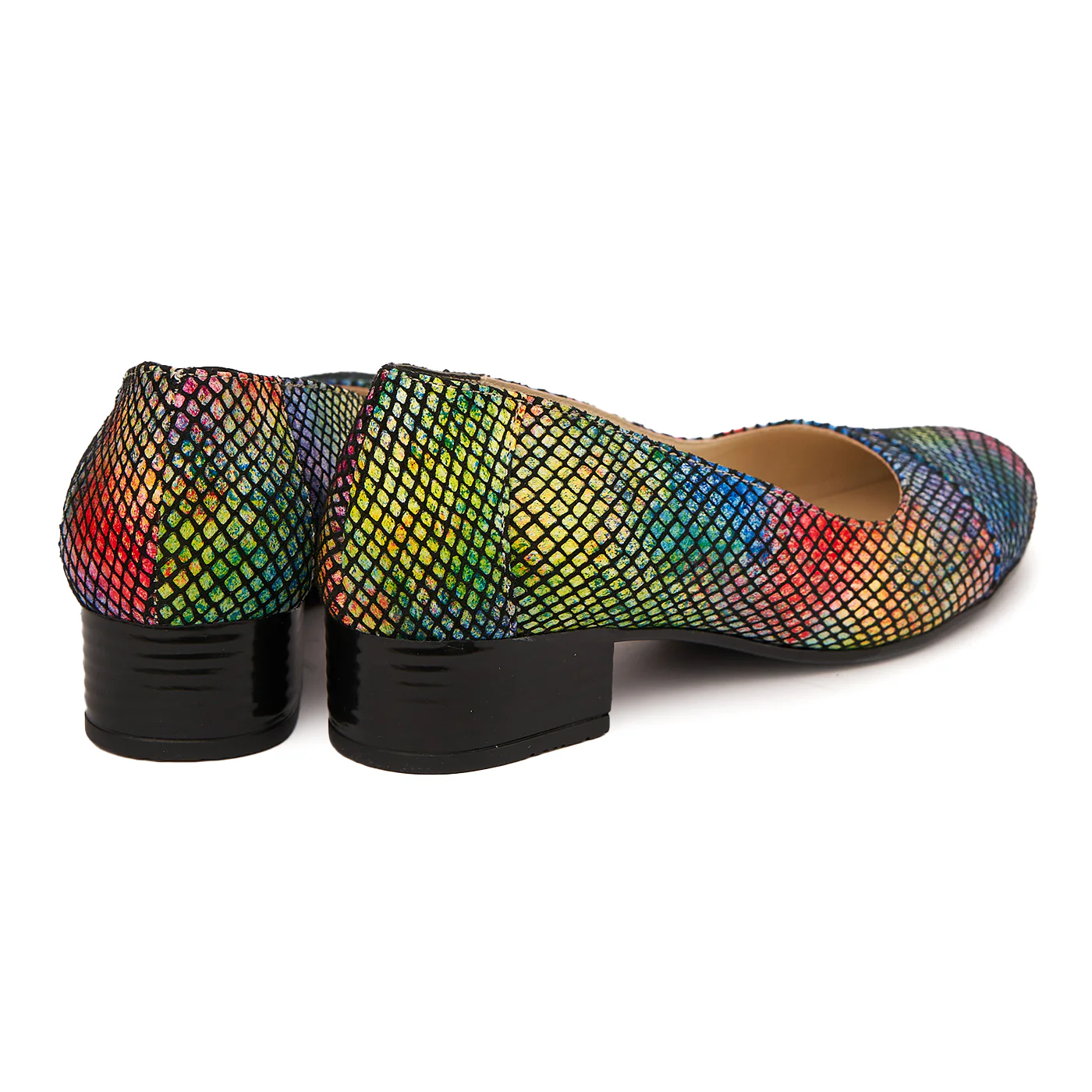 Pantofi dama cu toc mic piele naturala multicolora 1784 - Image 2