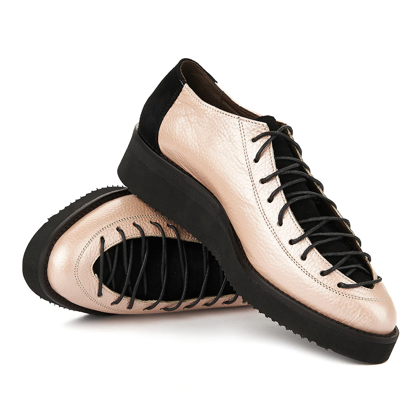 Pantofi Dama din Piele cu Siret Casual Roz 1257 - Image 5