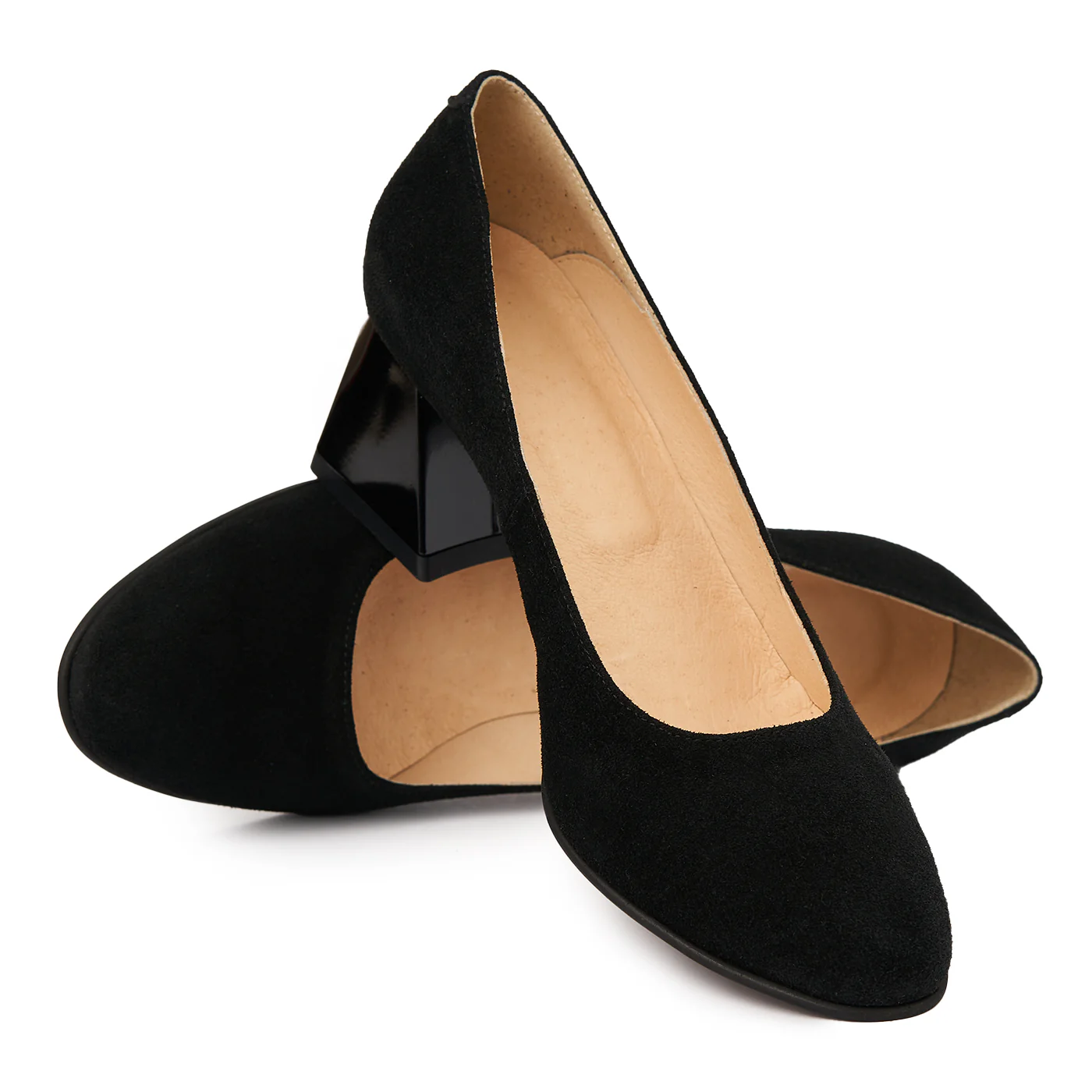 Pantofi dama din piele naturala neagra velur 4901 - Image 4