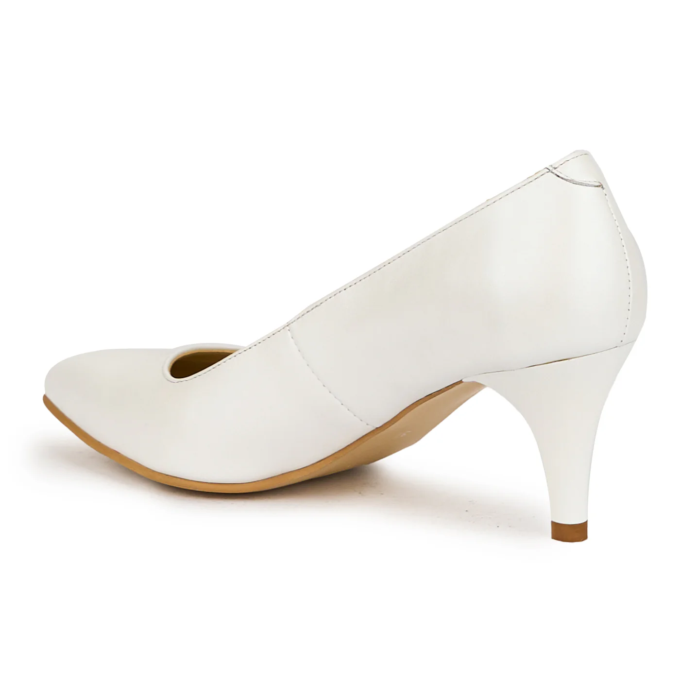 Pantofi dama din piele naturala alb sidef cu toc subtire 7 cm 15064 - Image 2