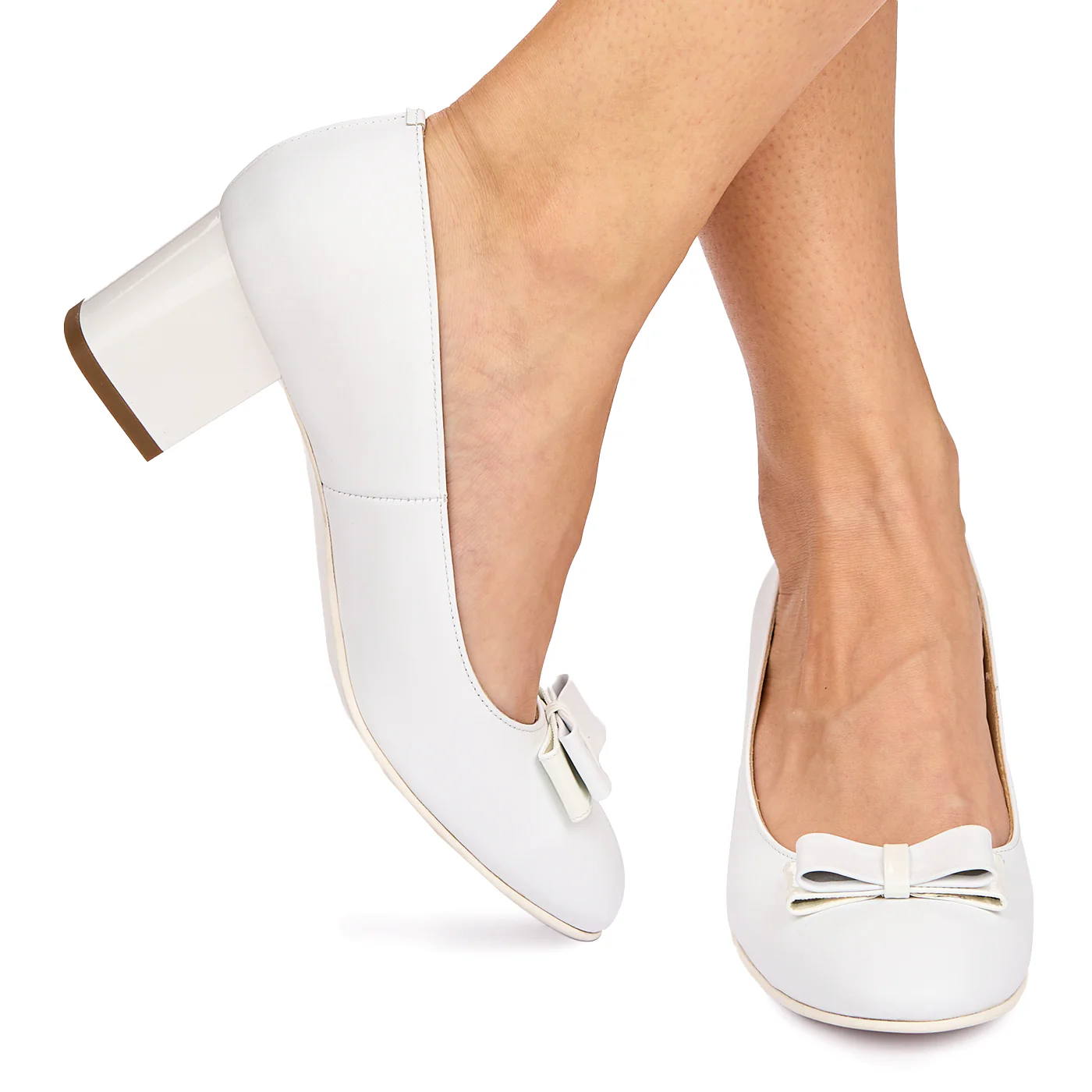 Pantofi dama din piele naturala alba 9011 - Image 3