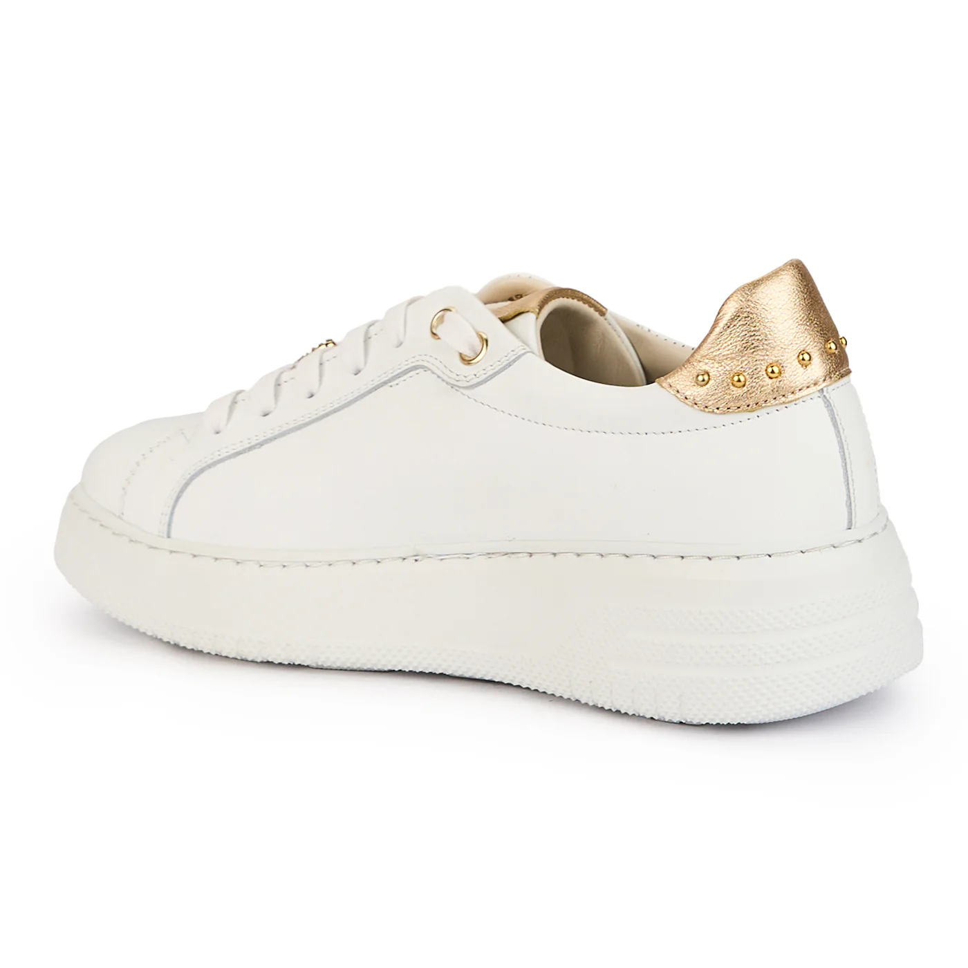 Pantofi dama din piele naturala alba cu accesoriu metalic 16085 - Image 2