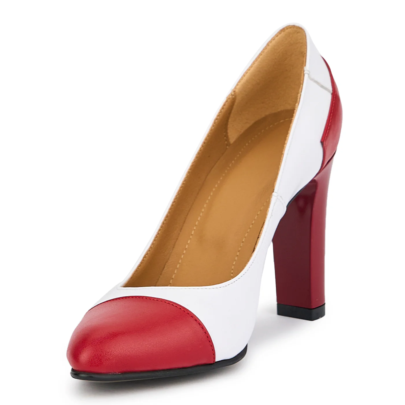 Pantofi dama din piele naturala alba cu toc gros 9.5 cm 15211 - Image 3