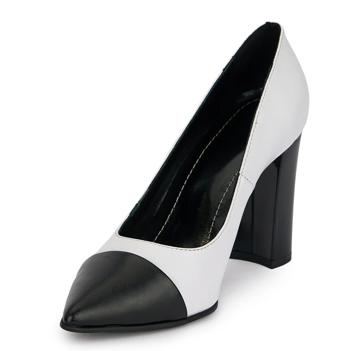 Pantofi dama din piele naturala alba cu toc gros 9.5 cm 19618 - Image 3