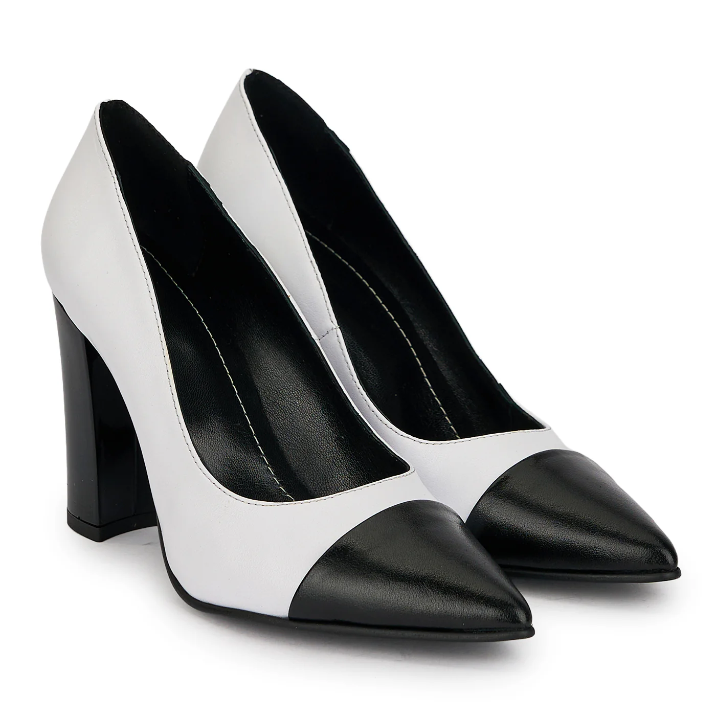 Pantofi dama din piele naturala alba cu toc gros 9.5 cm 19618 - Image 4