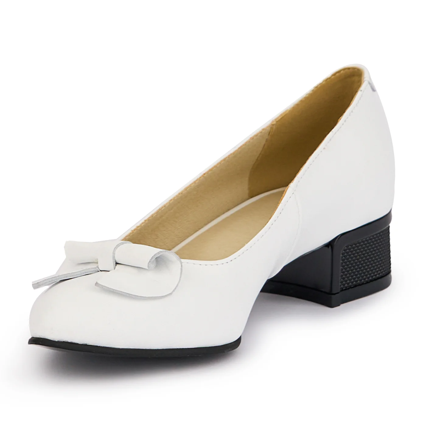 Pantofi dama din piele naturala alba cu toc mic 3.5 cm 16855 - Image 3