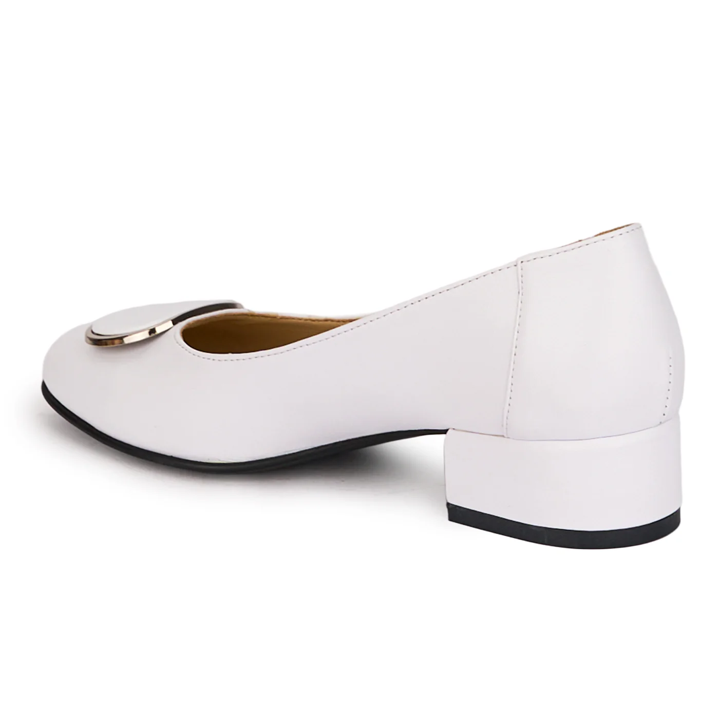 Pantofi dama din piele naturala alba cu toc mic 3.5 cm 18601 - Image 2