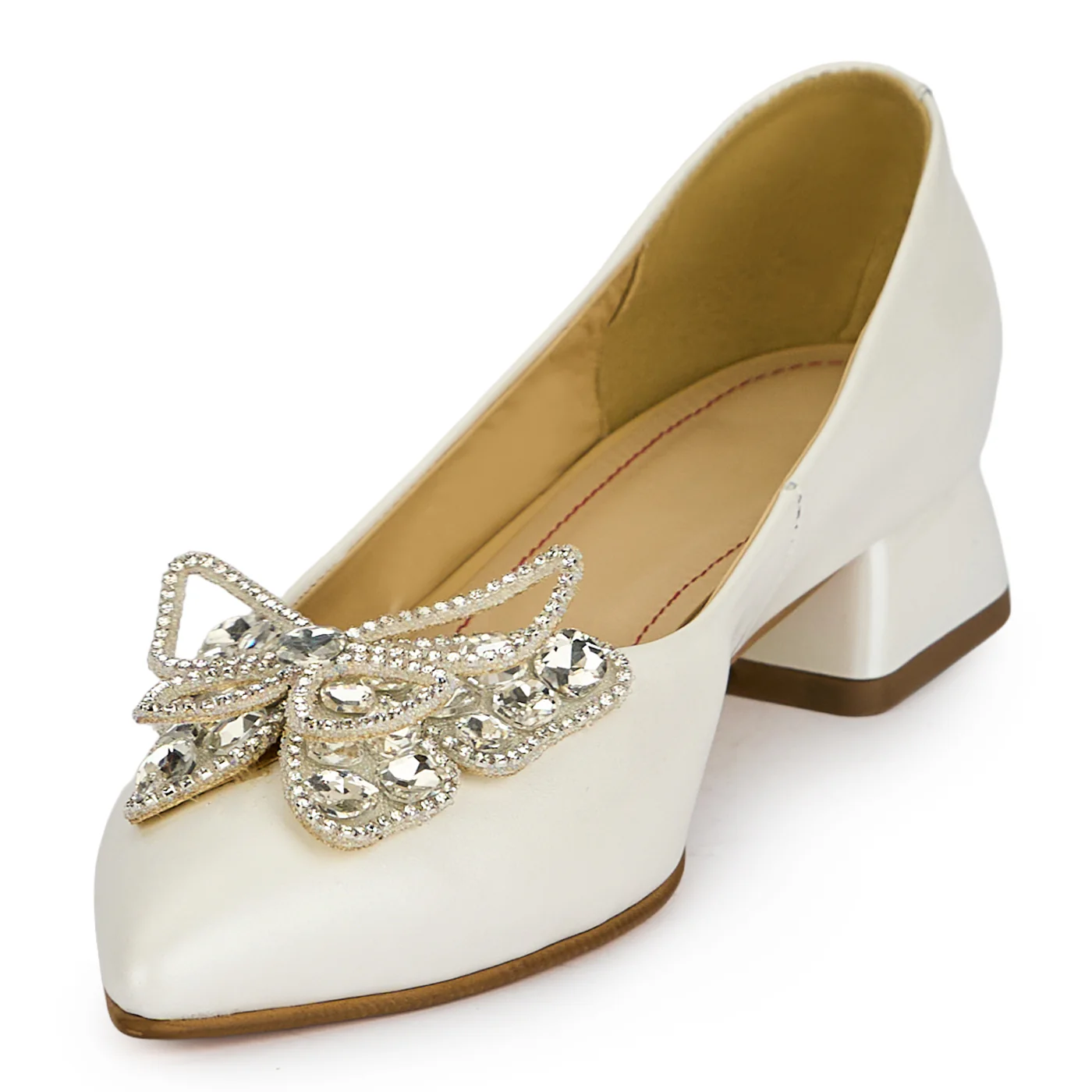 Pantofi dama din piele naturala alba cu toc mic 3 cm 19424 - Image 3