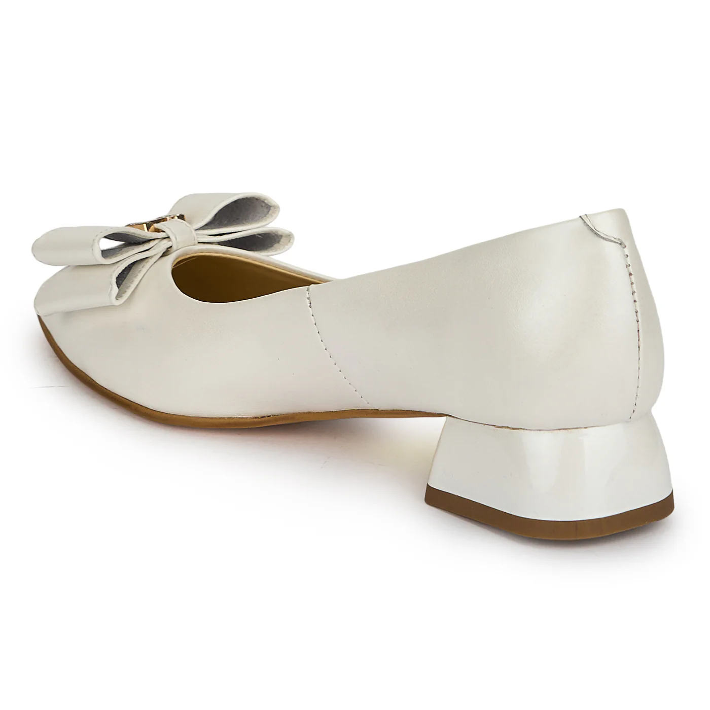 Pantofi dama din piele naturala alba cu toc mic 3 cm 19428 - Image 2