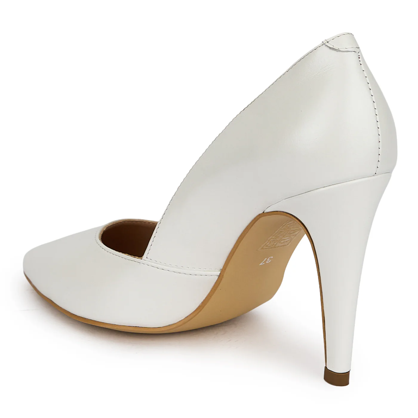 Pantofi damă din piele naturală alba cu toc subtire 9.5 cm 19633 - Image 2
