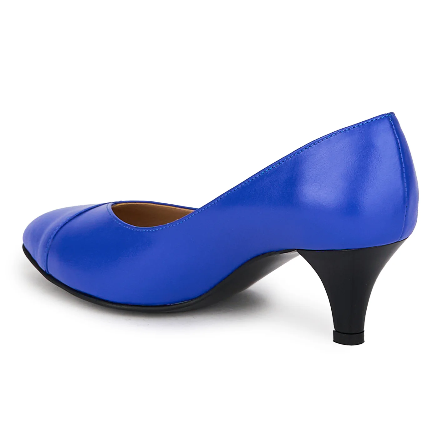Pantofi dama din piele naturala albastra cu toc subtire 6 cm 18048 - Image 2