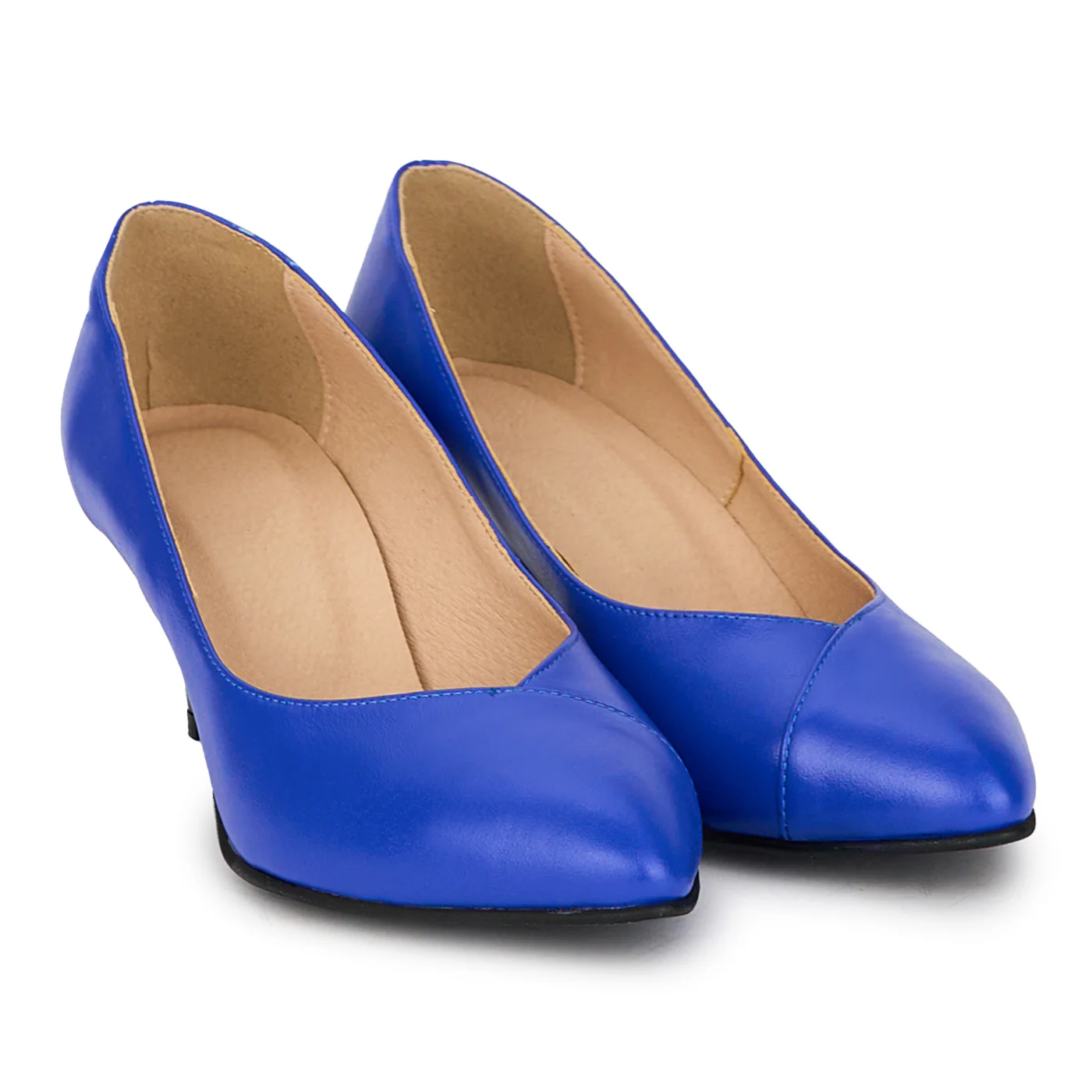Pantofi dama din piele naturala albastra cu toc subtire 6 cm 18048 - Image 4