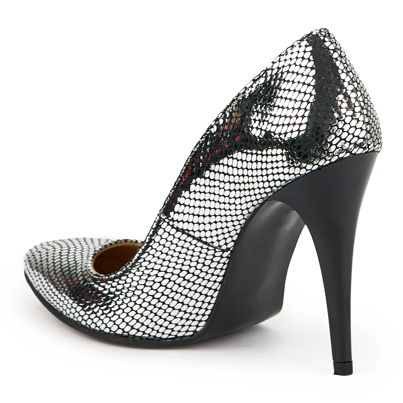 Pantofi dama din piele naturala argintie cu toc subtire 11 cm 14920 - Image 2
