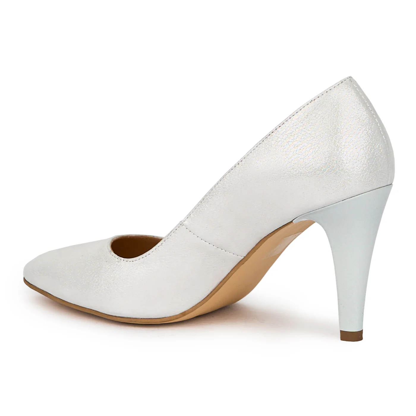 Pantofi dama din piele naturala argintie cu toc subtire 9 cm 15539 - Image 2