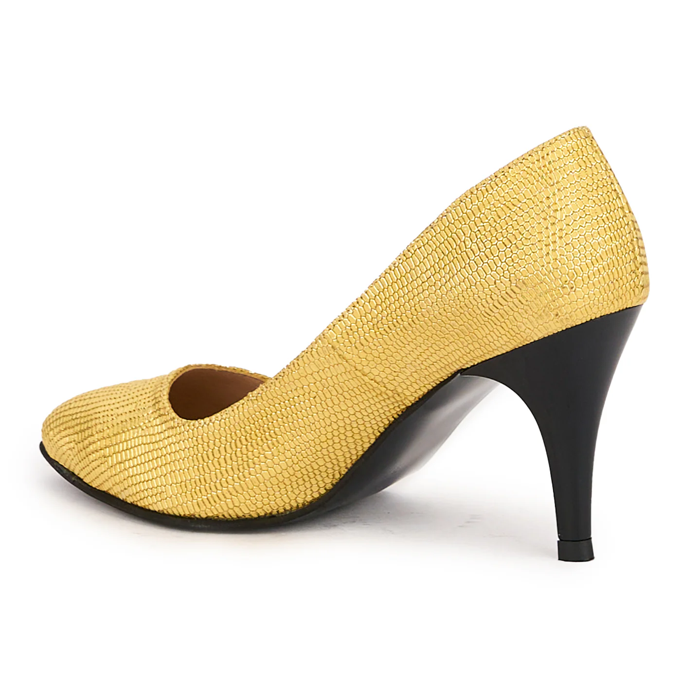 Pantofi dama din piele naturala aurie cu toc subtire 8.5 cm 16660 - Image 2