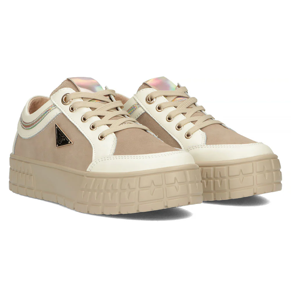 Pantofi sport dama din piele naturala bej 13012 - Image 4