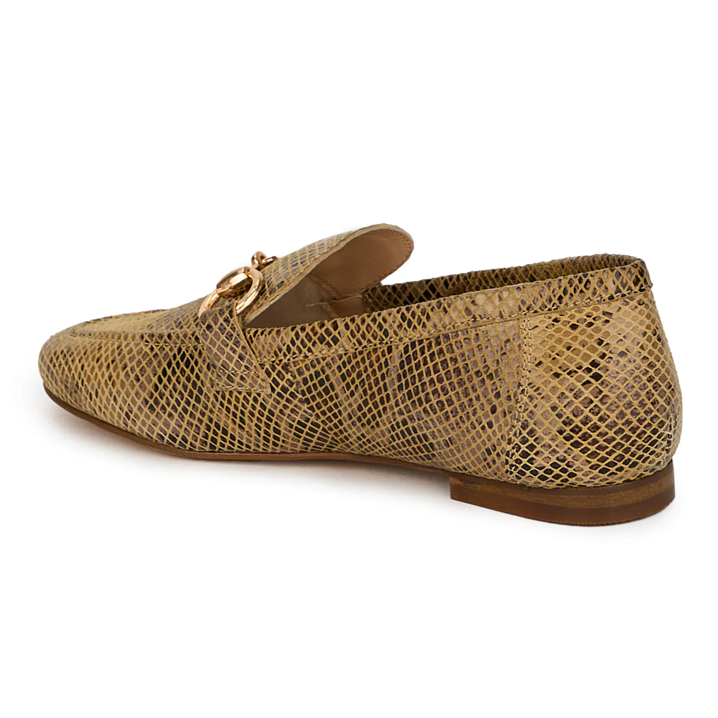 Pantofi dama din piele naturala bej cu accesoriu metalic 18029 - Image 2