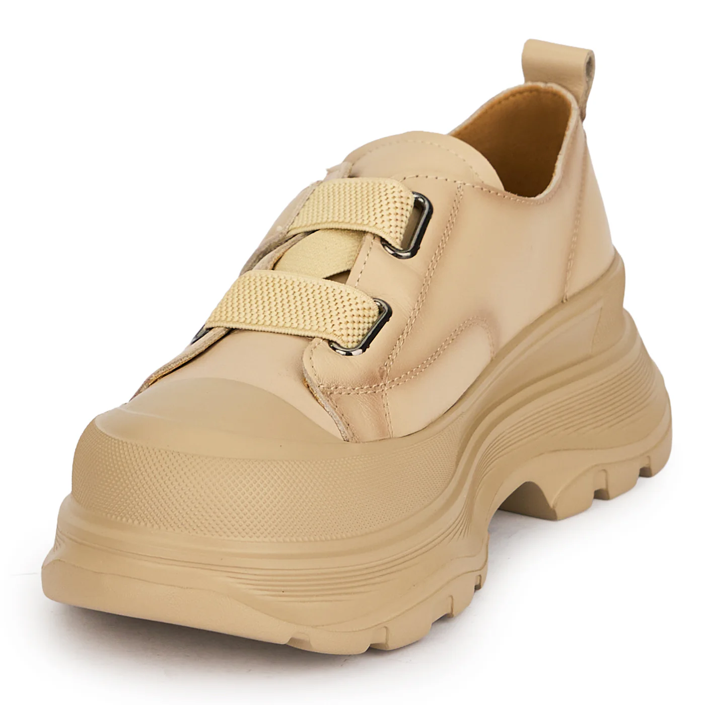 Pantofi dama din piele naturala bej cu talpa inalta 5.5 cm 19517 - Image 3