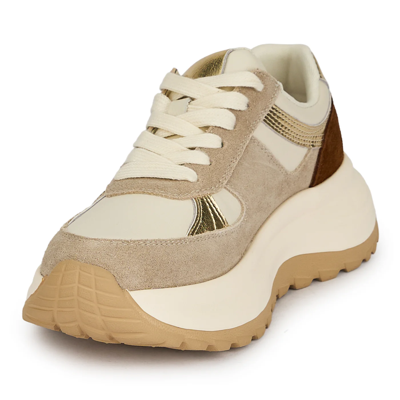 Pantofi dama din piele naturala bej cu talpa inalta 5.5 cm 19708 - Image 3