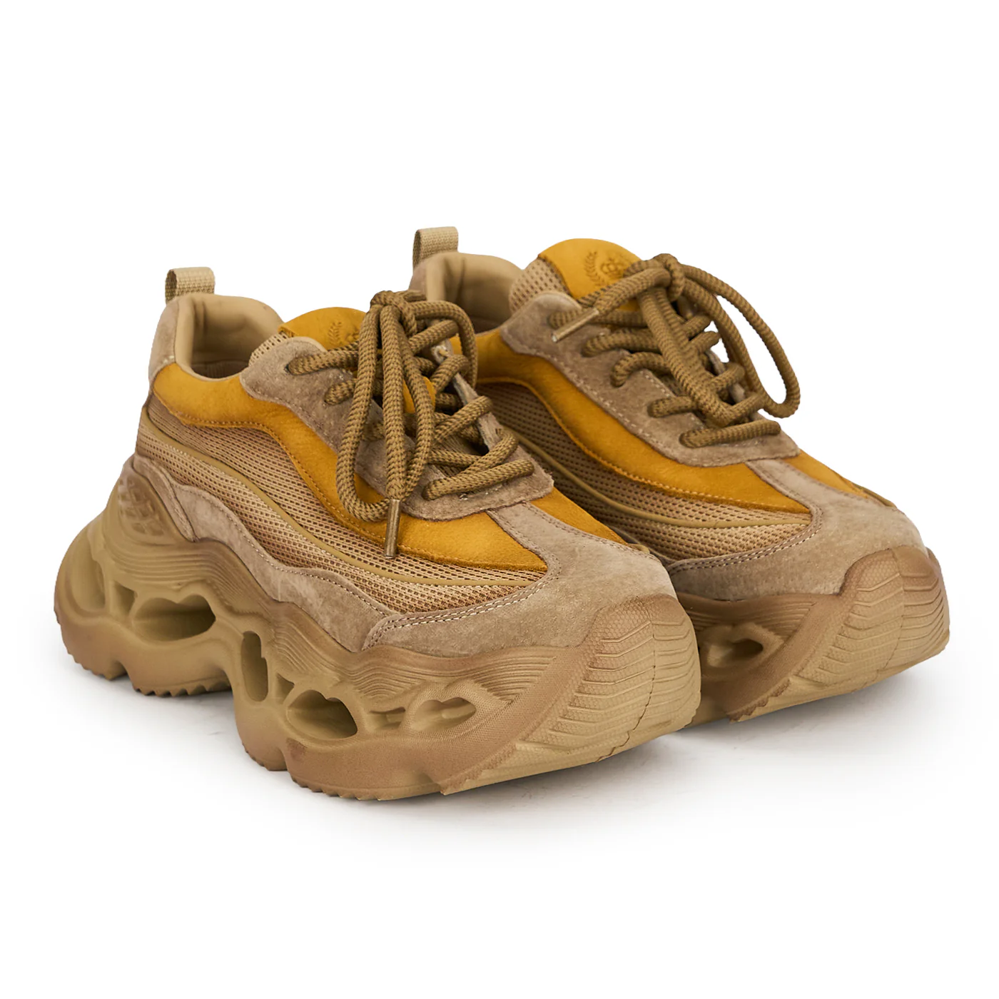Pantofi dama din piele naturala bej cu talpa inalta 6 cm 19318 - Image 4