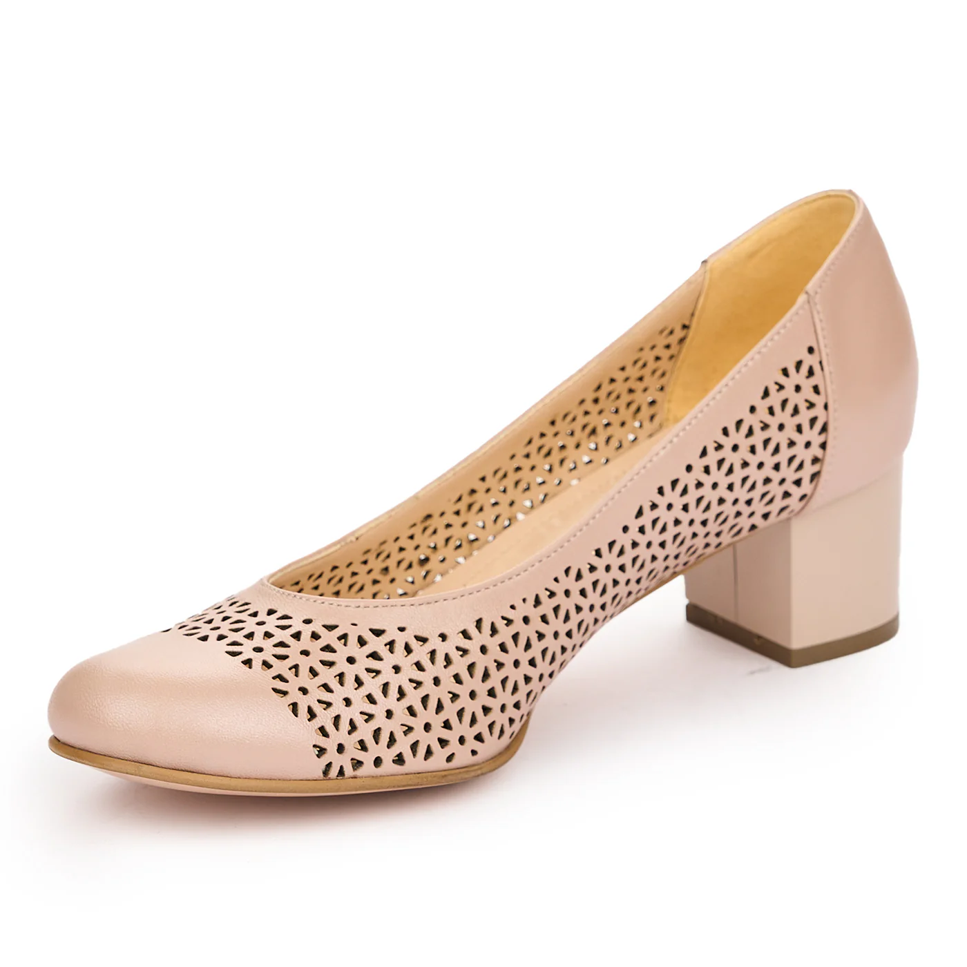 Pantofi dama din piele naturala bej cu toc 5cm 12990 - Image 3