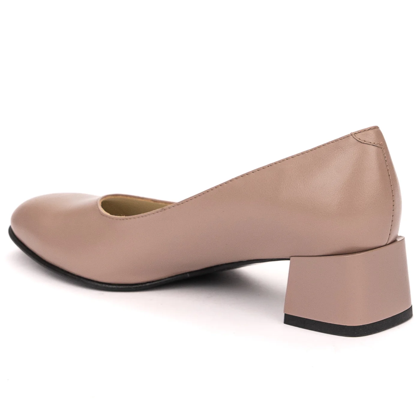 Pantofi dama din piele naturala bej cu toc gros 13587 - Image 2