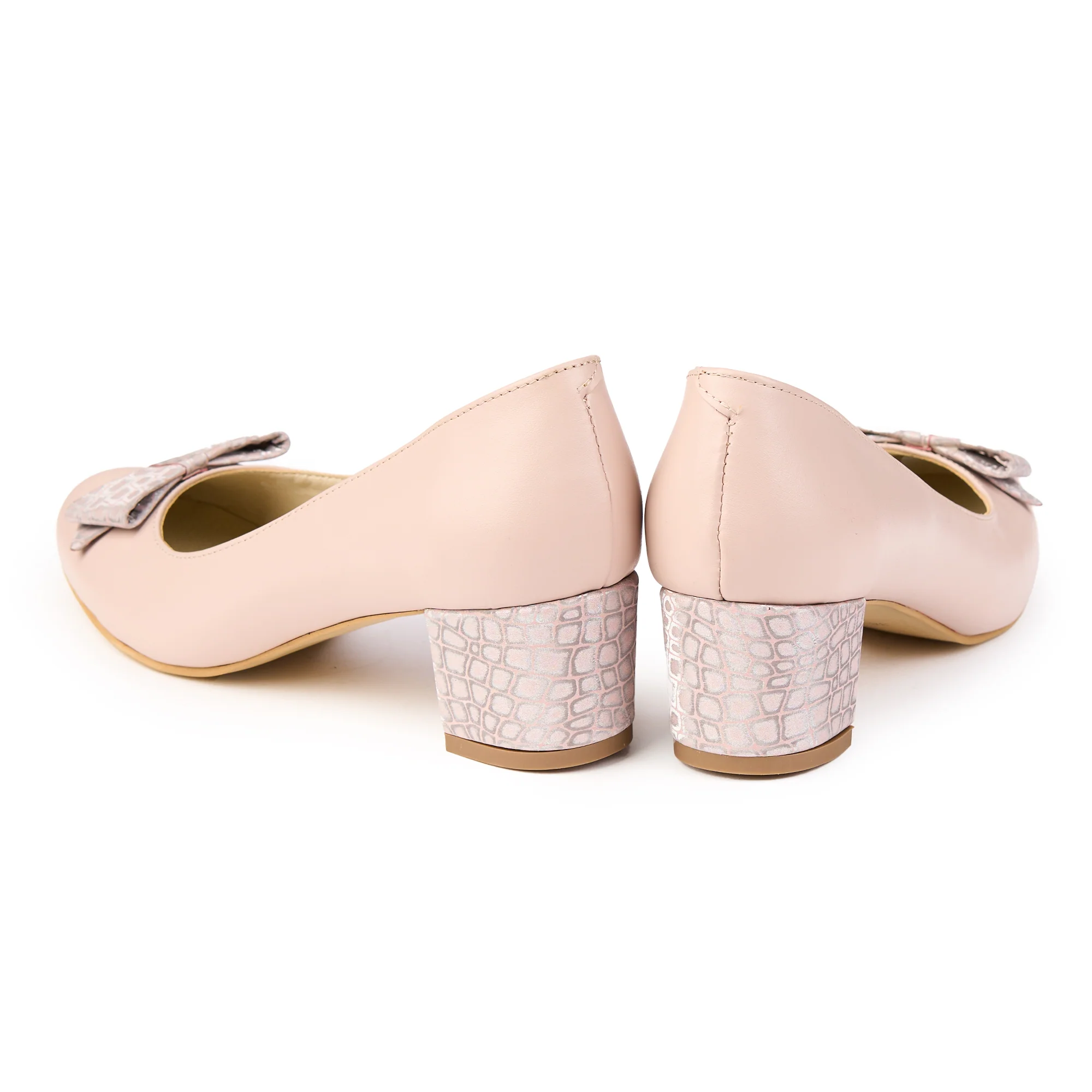Pantofi dama din piele naturala bej cu toc gros 5 cm 14830 - Image 4
