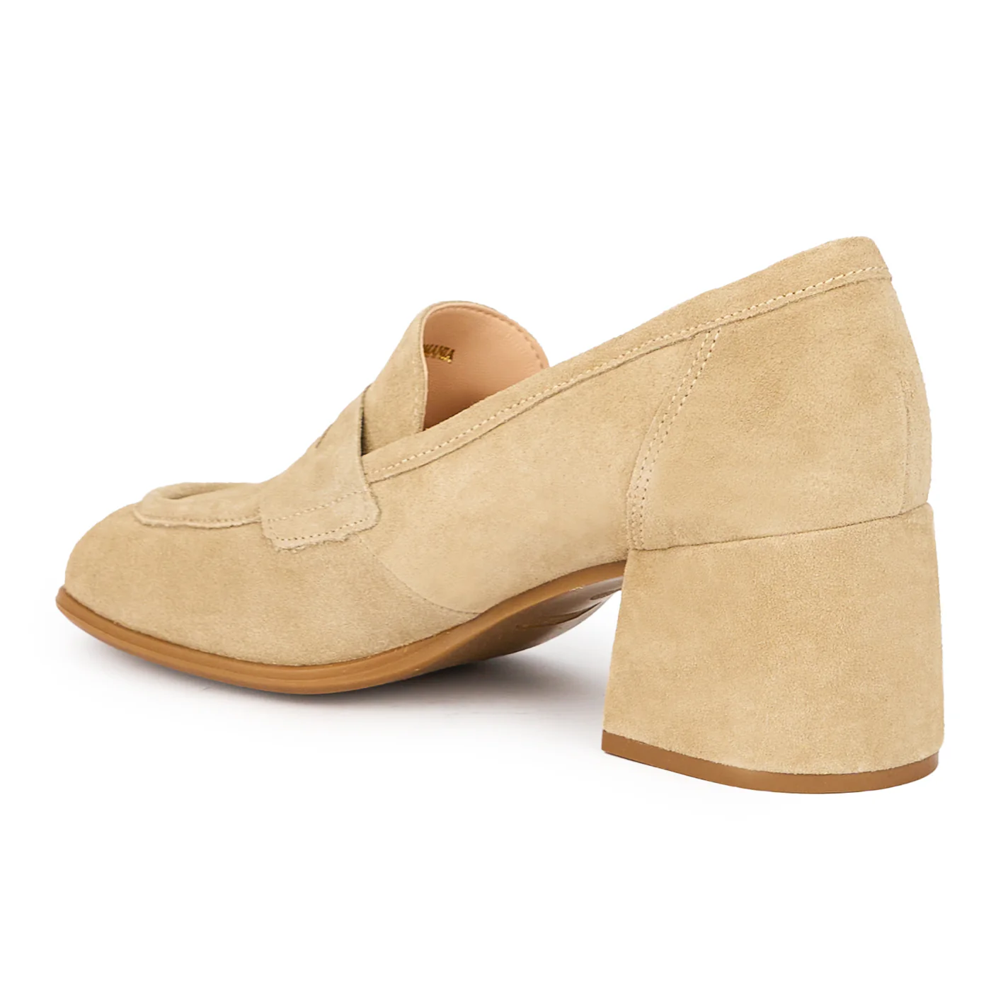 Pantofi dama din piele naturala bej cu toc gros 6.5 cm 15322 - Image 2