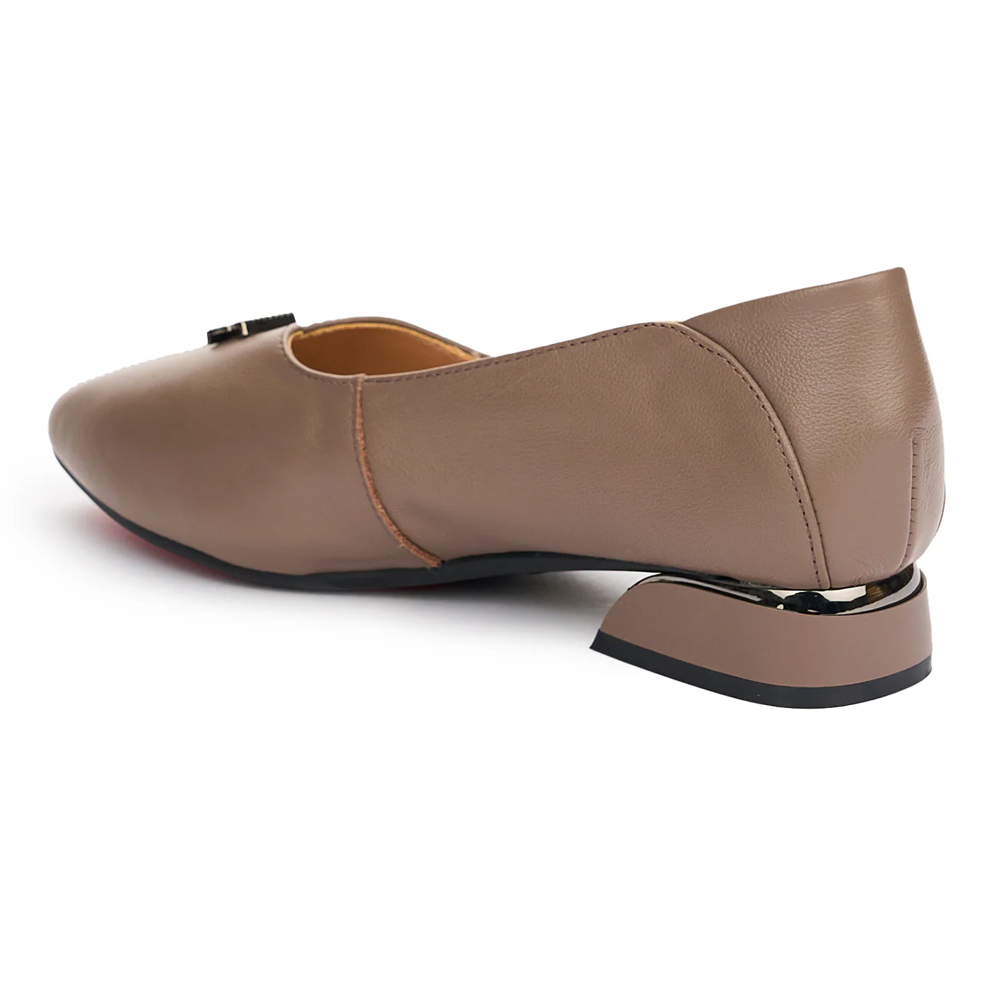 Pantofi dama din piele naturala bej cu toc mic 13101 - Image 2