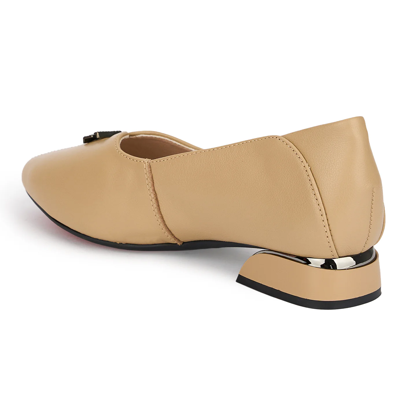 Pantofi dama din piele naturala bej cu toc mic 2.5 cm 18833 - Image 2